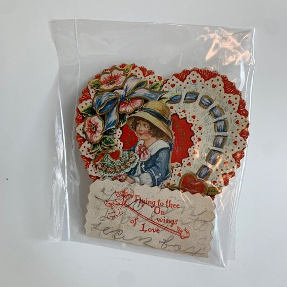 Vintage Valentine's Card Flying to Thee on Wings of Love - Picture 1 of 4